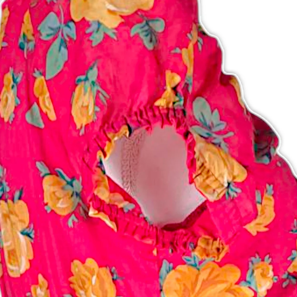 NEW Betsey Johnson Reddish Pink Color with Yellow Rose Print Maxi Dress size L - Picture 13 of 14